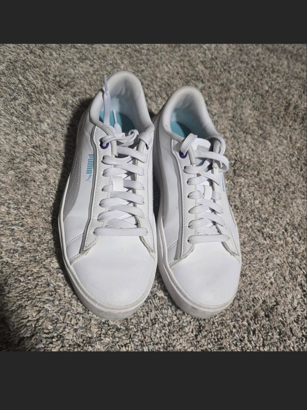 Puma White Sneakers with Light Blue Accents